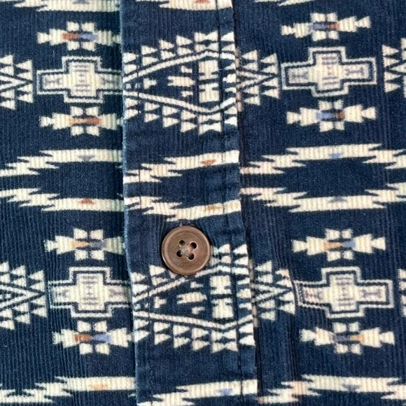 H&M L.O.G.G. Regular Fit Corduroy Aztec Tribal‎ Button Down Shirt Mens M - Picture 10 of 12